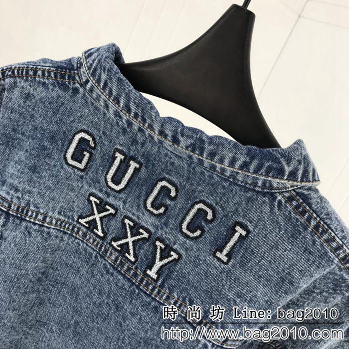 GUCCI古馳 18FW新款 印花 水洗做舊 牛仔外套 情侶款 ydi1508